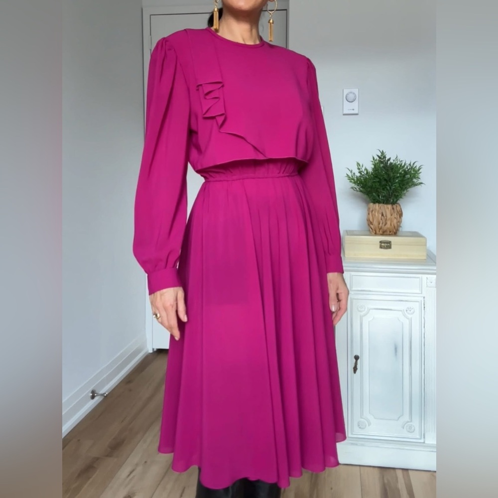 70’s Vintage Chiffon Midi Dress